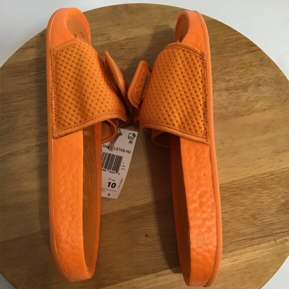 Human Race Adidas Pharrell Williams Orange Chancletas HU Slide Size 11